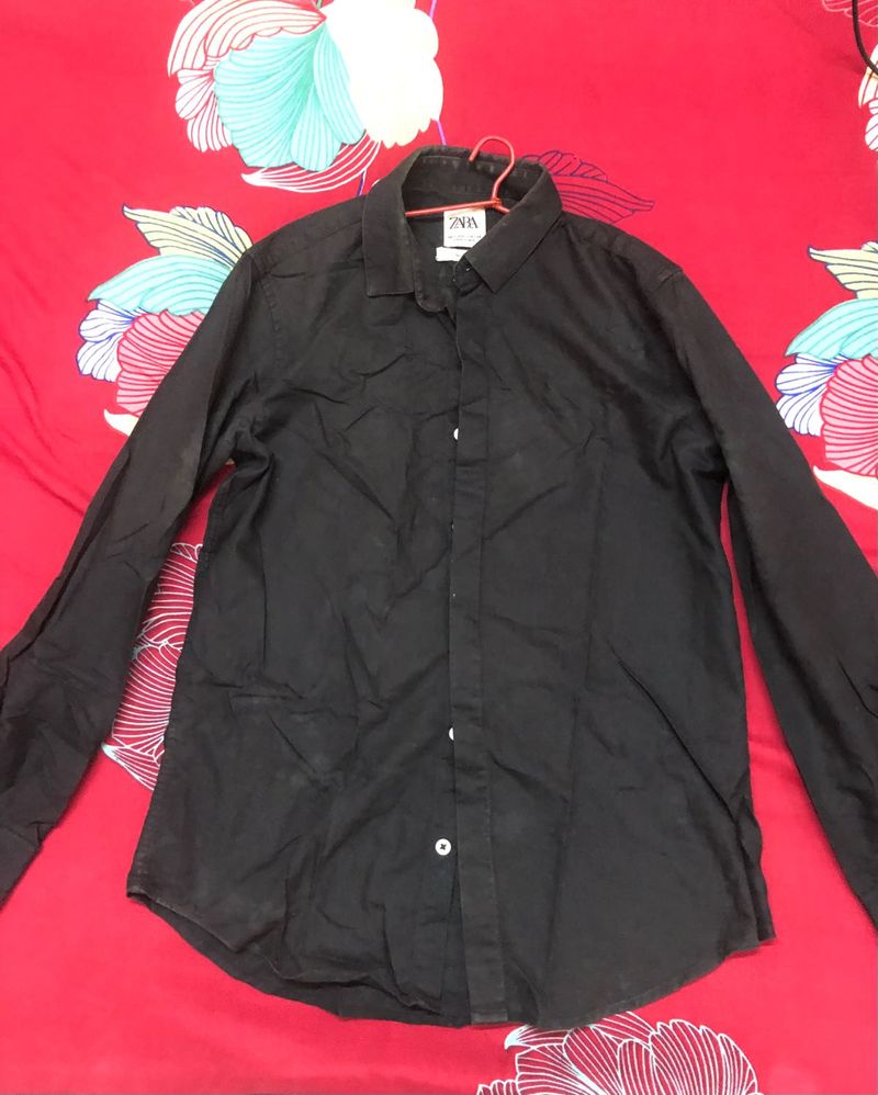 Zara Black Button-Down Shirt