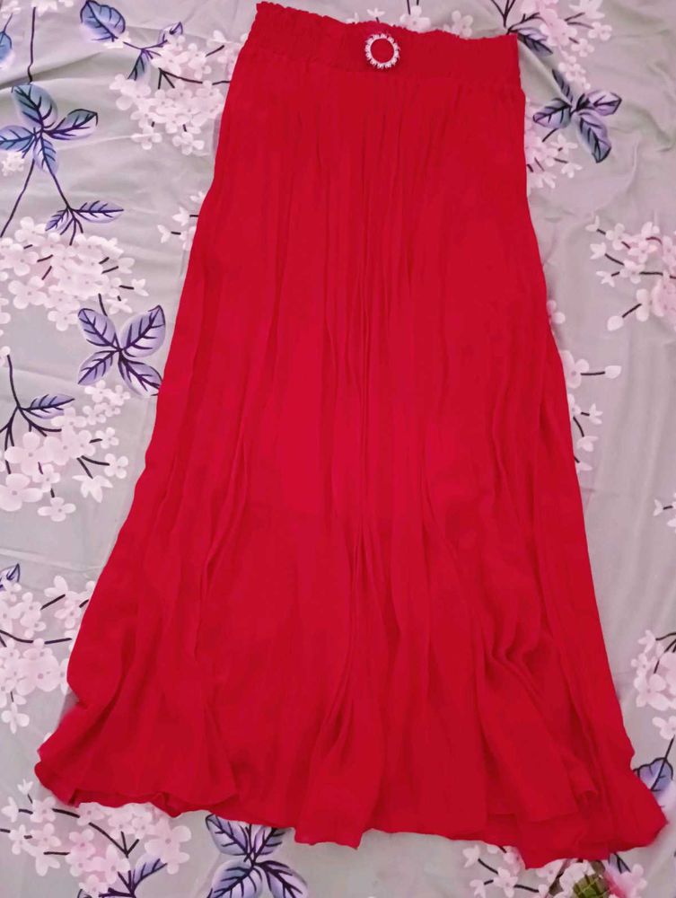 Red Pleated Skirt