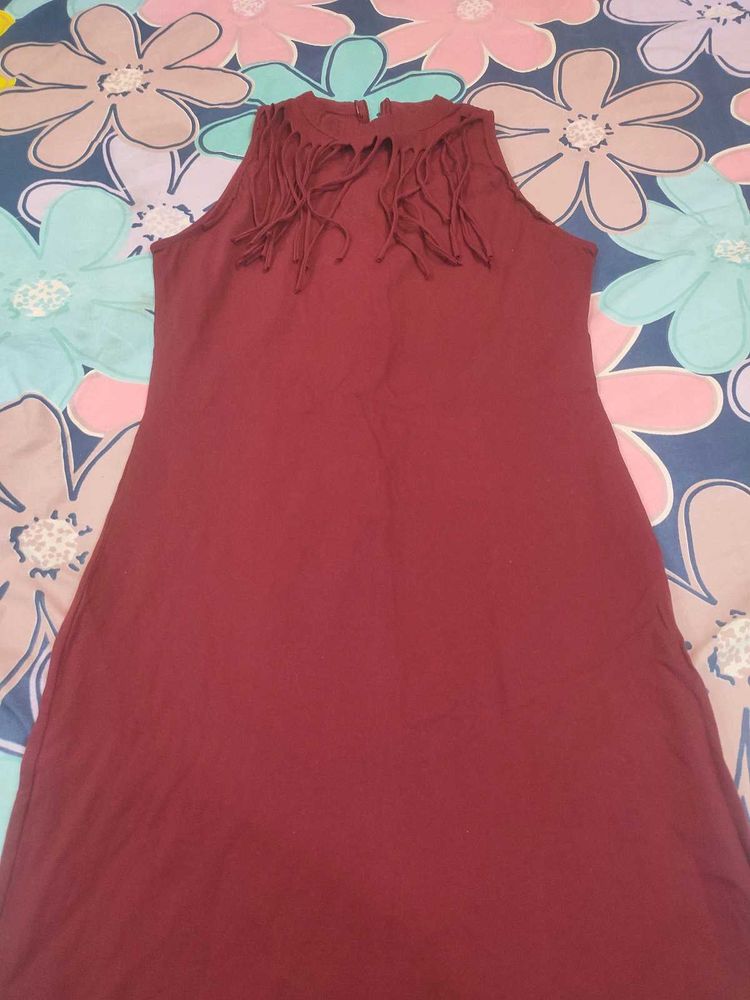 Maroon Fringe Dress