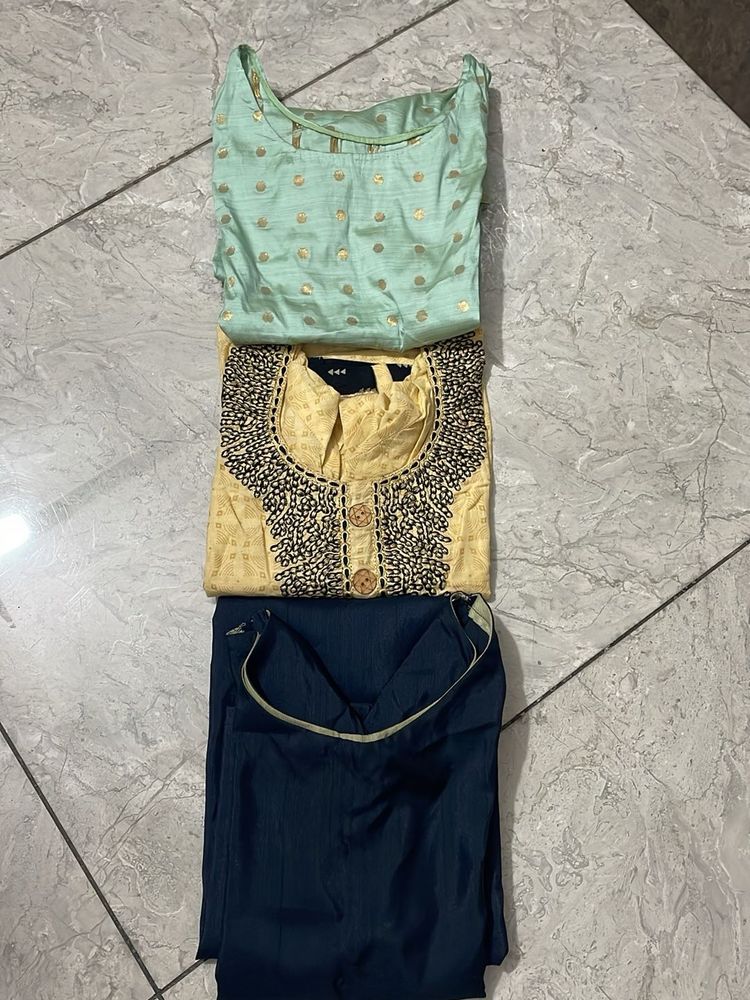 3 Kurta Blue Sky And Cream