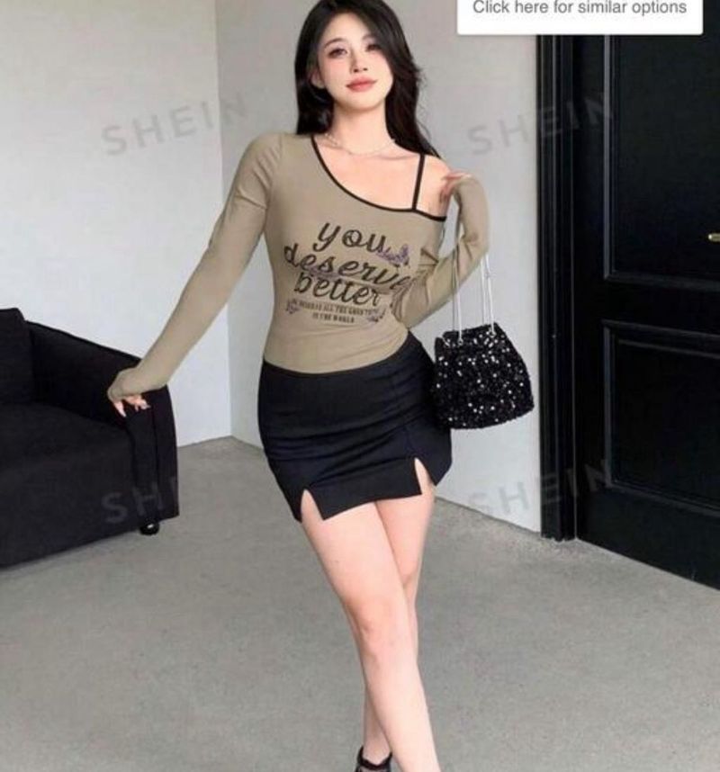 Women’s Graphic Asymmetrical Long Sleeve Top