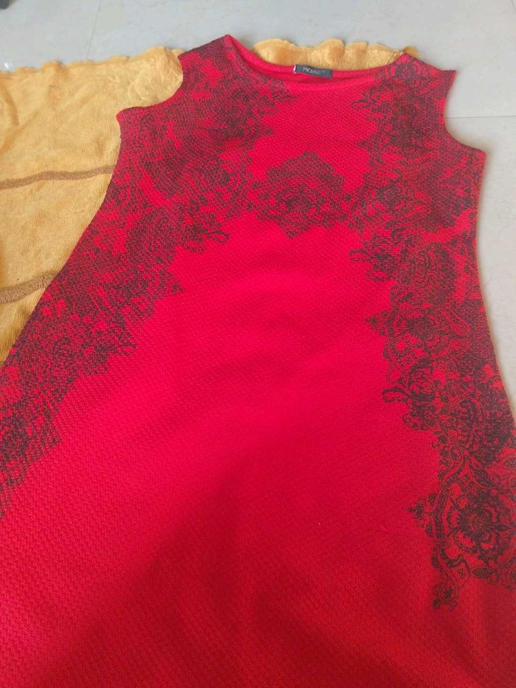 Red &amp; Black Patterned Dress
