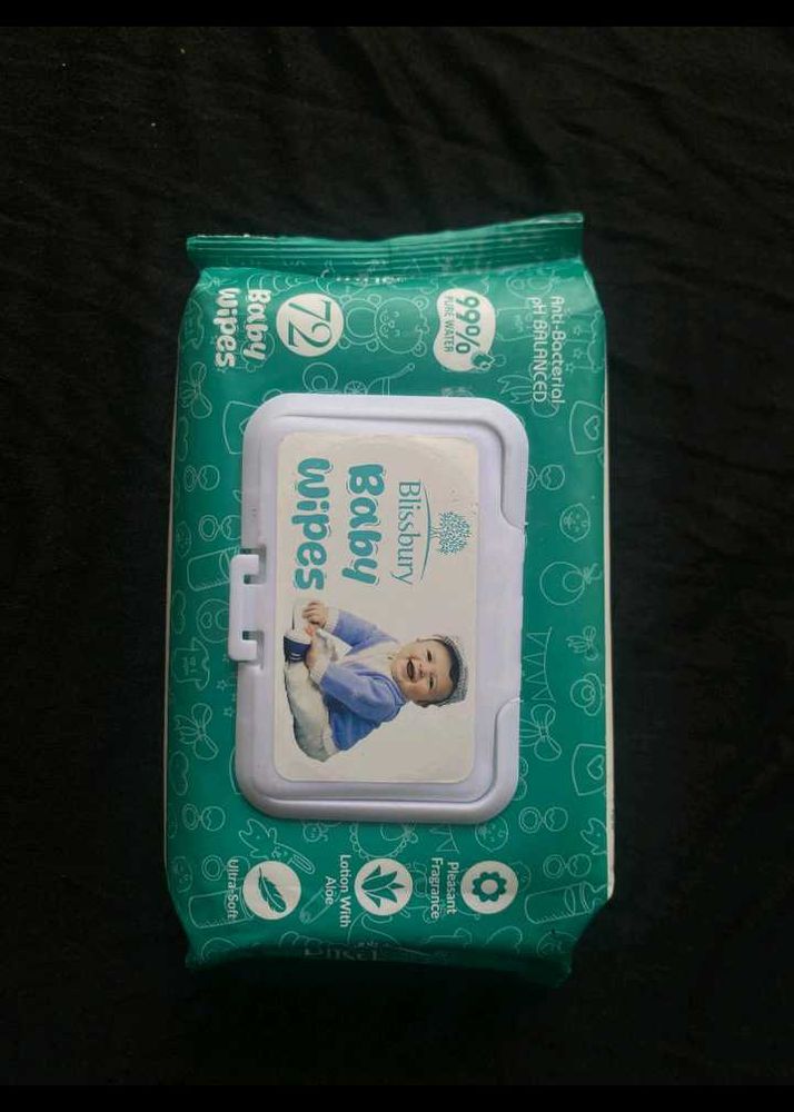 Blissbury Baby Wipes (72 count) Antibacterial