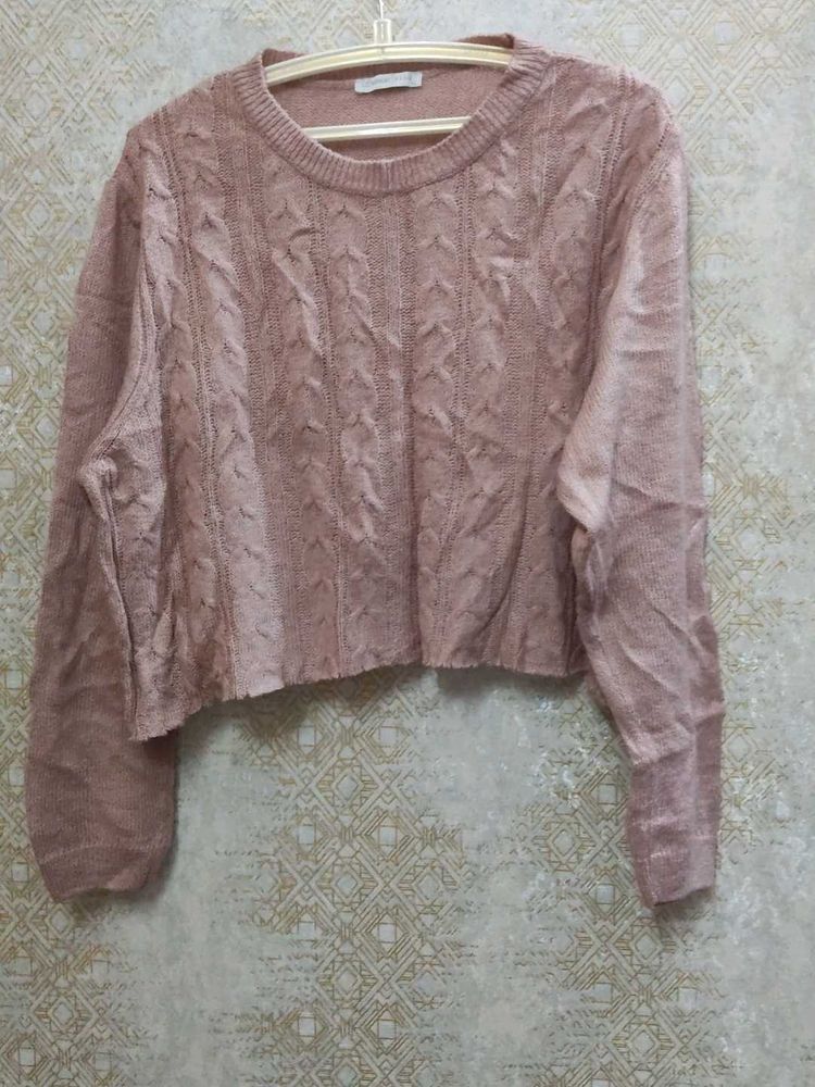 Pink Knit Crop Sweater