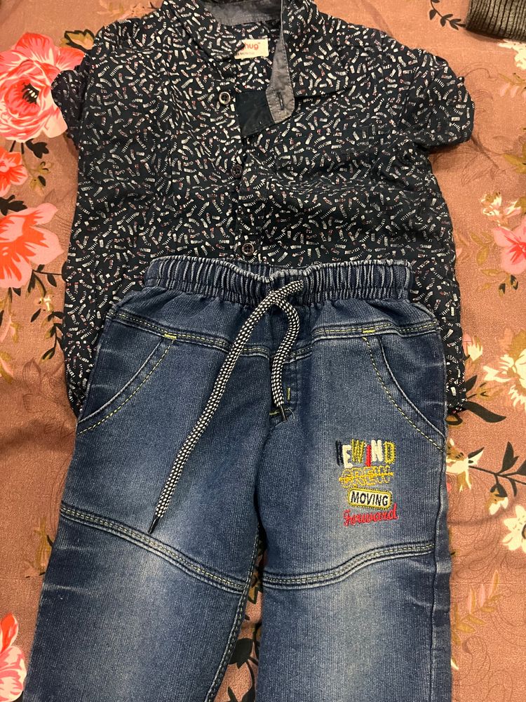 Baby Boy Half Shirt And Jeans Combo