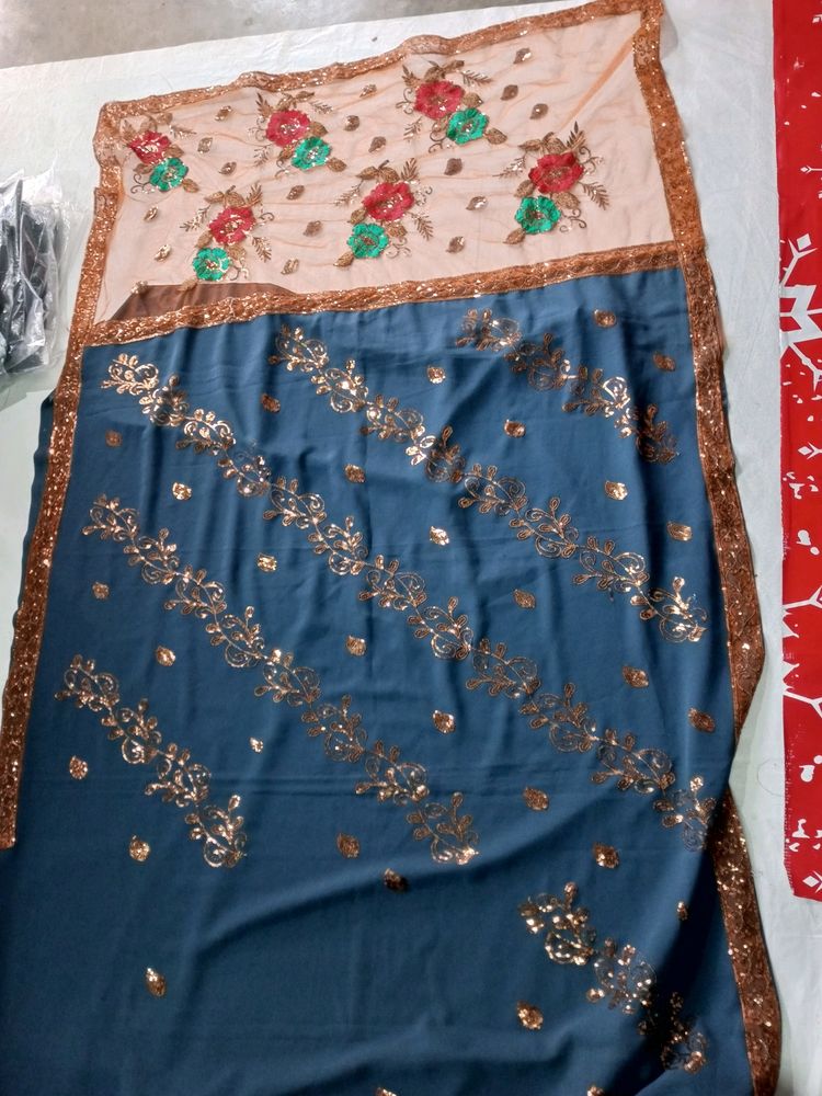 Best Quality Work Saree With Net Pallu