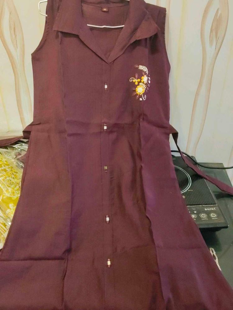 Embroidered Burgundy Dress
