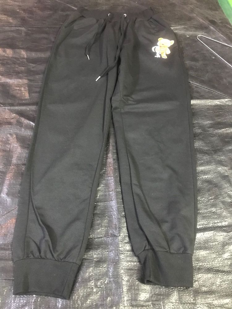 Black Joggers with Bear