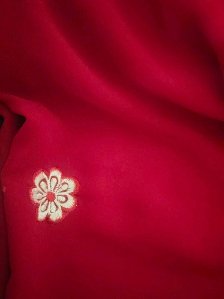 Red Embroidered Saree