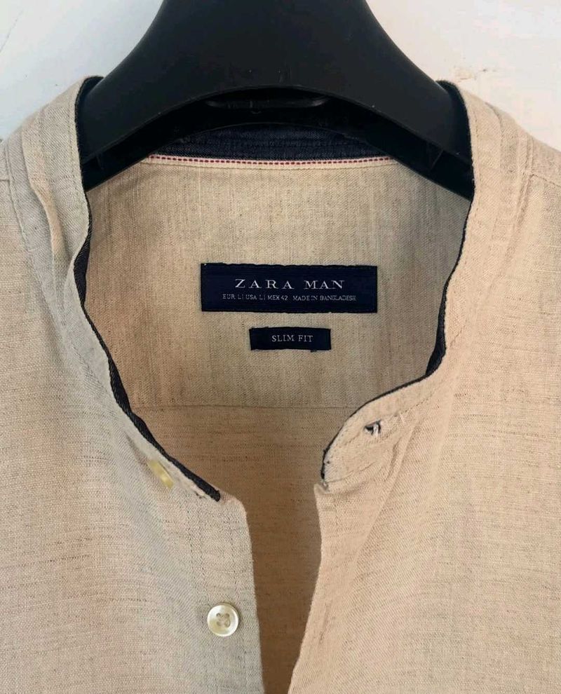 Zara Man Slim Fit Band Collar Shirt