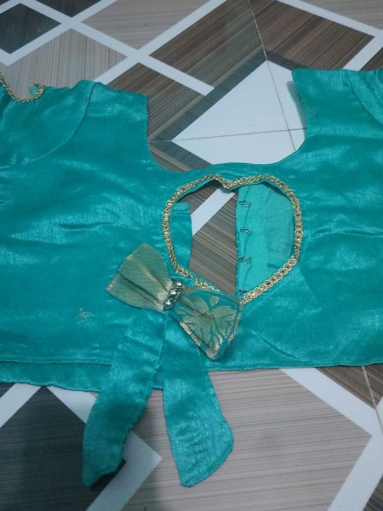 Teal &amp; Gold Embellished Blouse