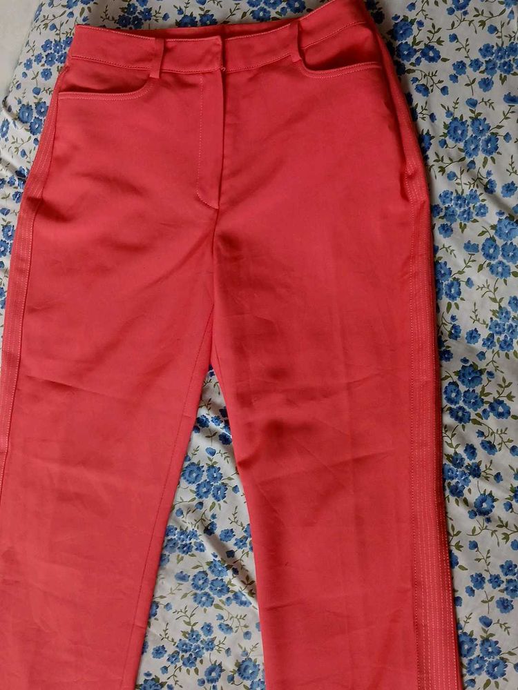 Combo Of Coral Straight Leg Trousers