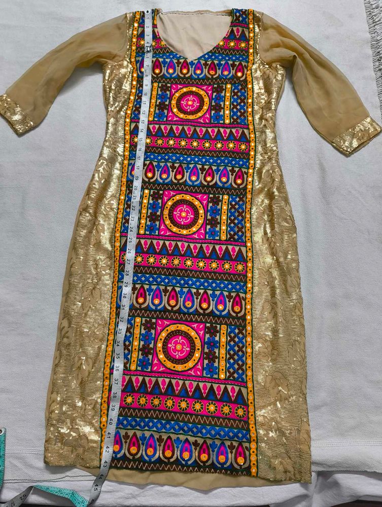 Embroidered Golden Kurti
