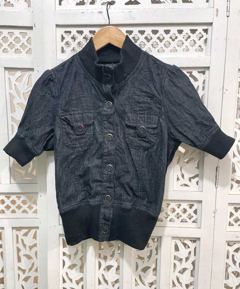 Denim Button-Down Jacket B