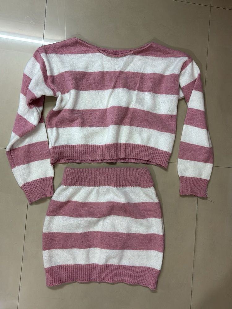 Striped Knit Skirt Set from savana