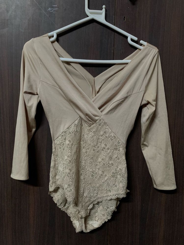 Net Silk Bodysuit Top