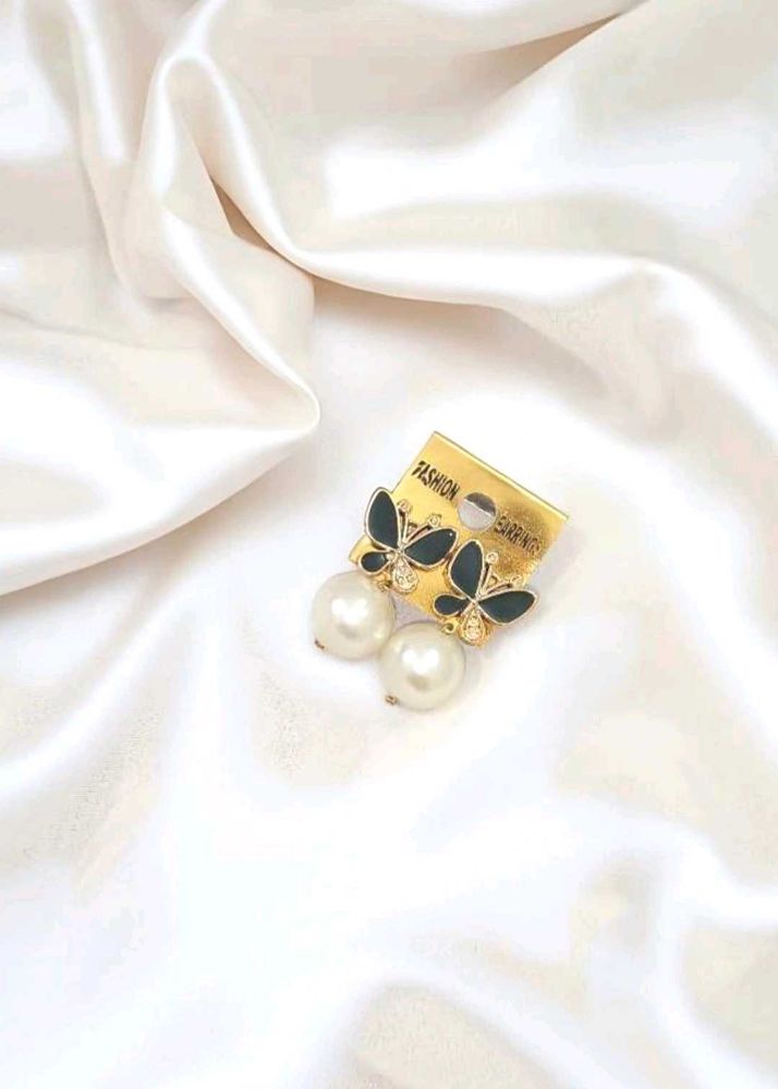 Butterfly Pearl Drop Earrings