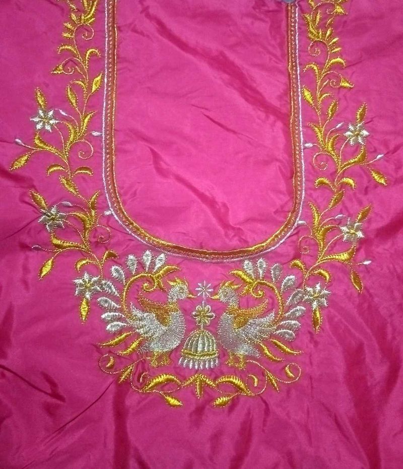 Elegant peacock design Pink Embroidered Blouse Pie