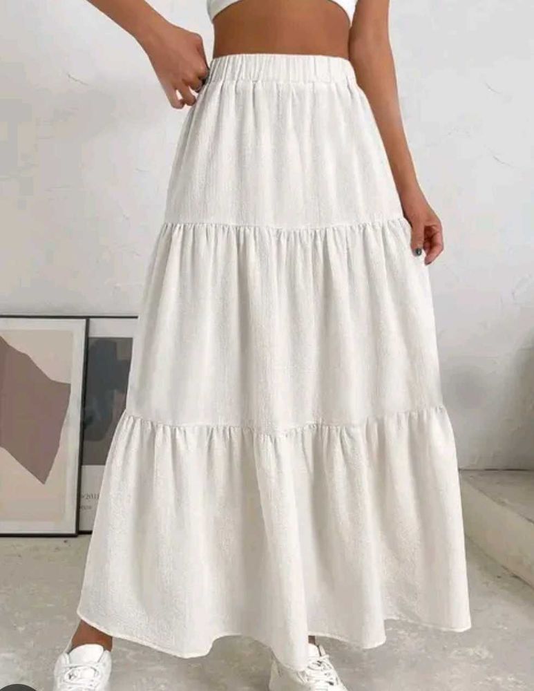 White Tiered Maxi Skirt