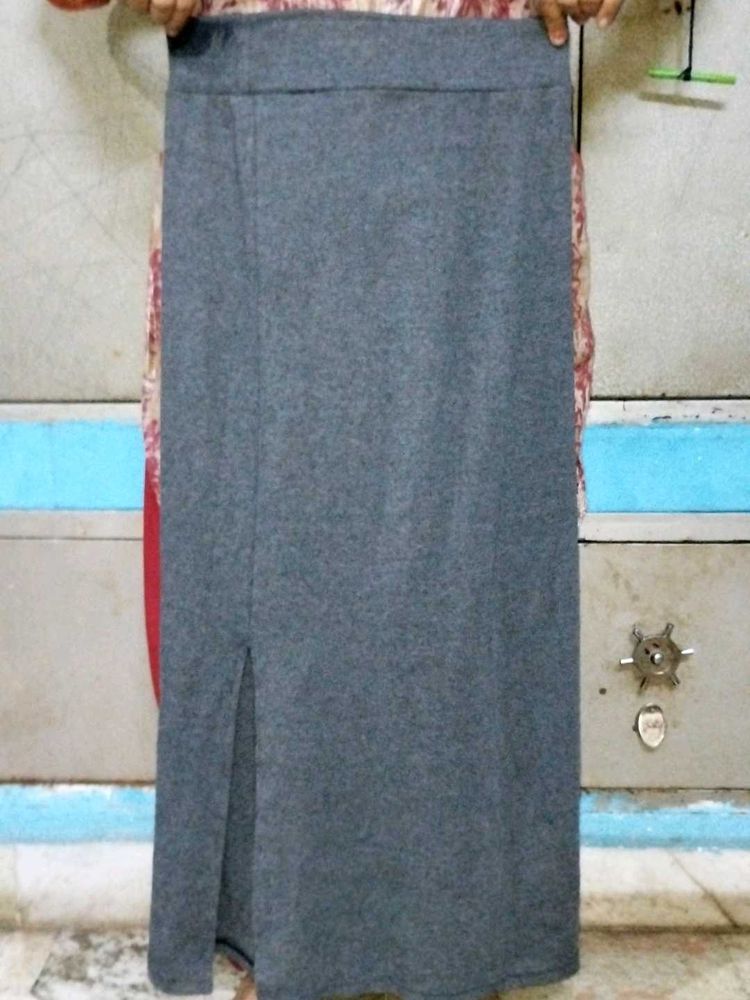 Gray Skirt with Slit