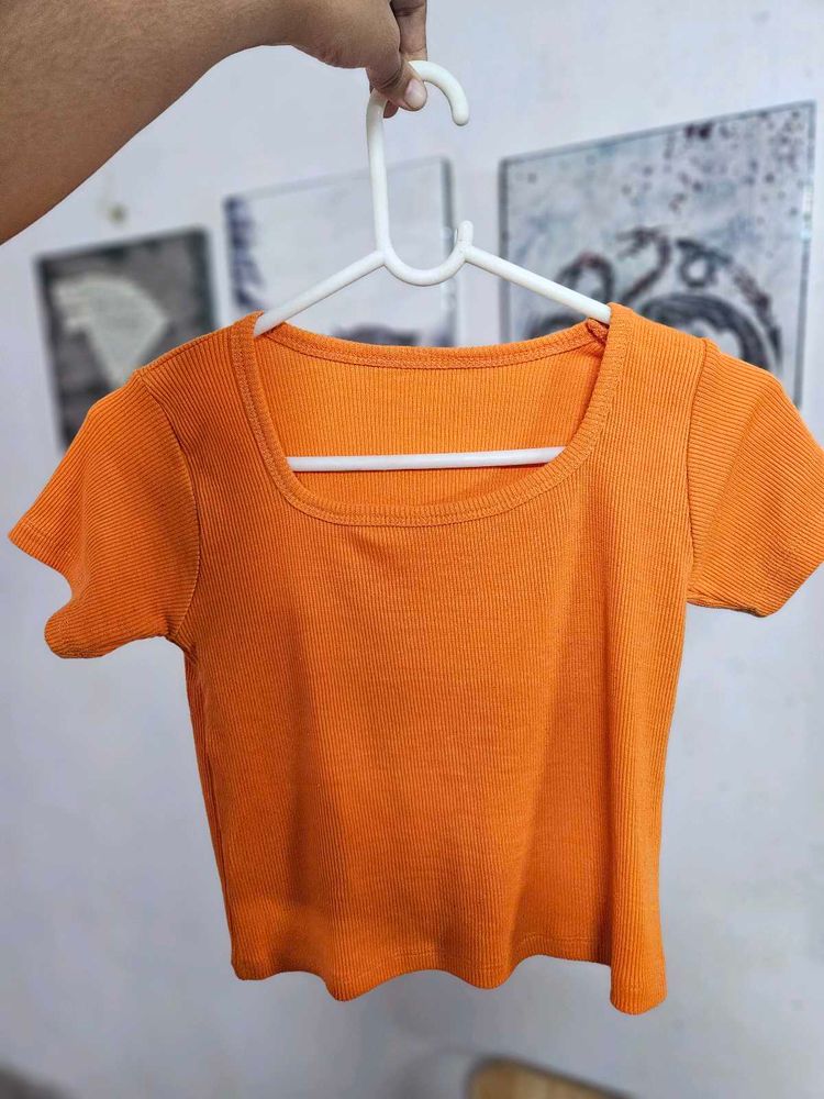 Cute Sun Orange Crop Top