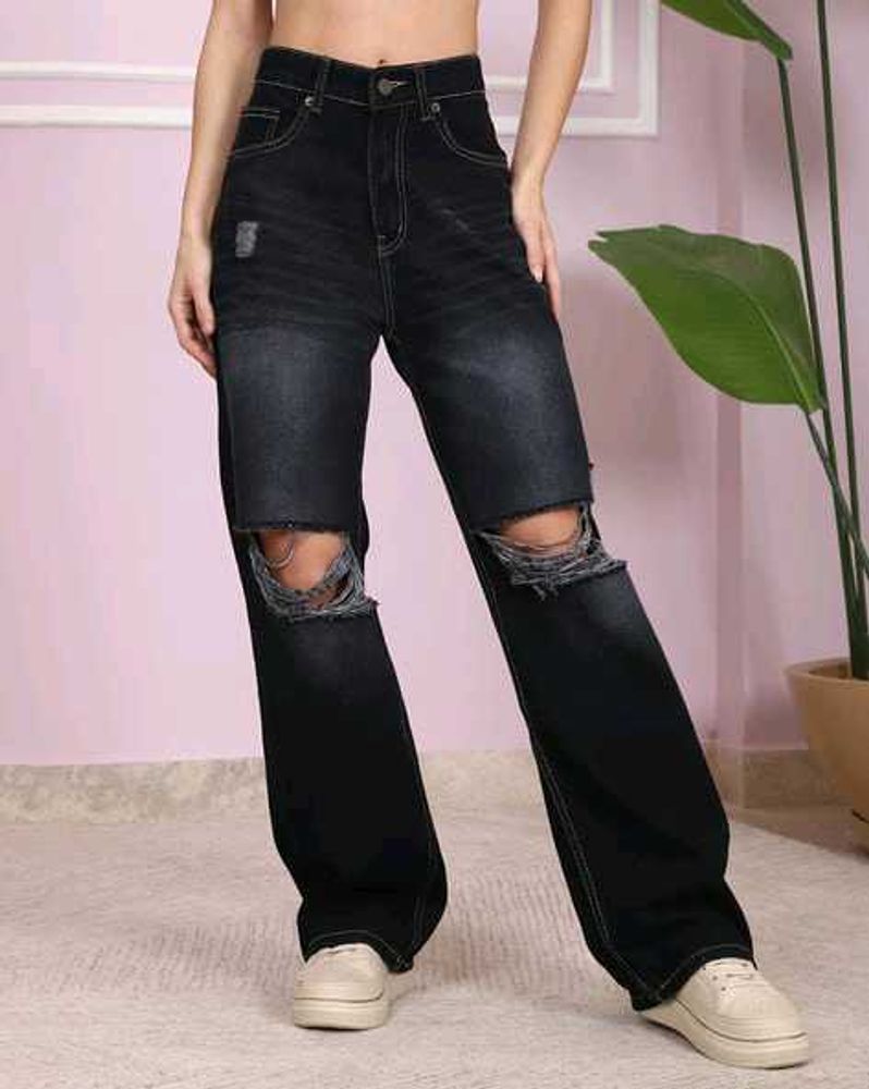 Distressed Wide Leg Jeans