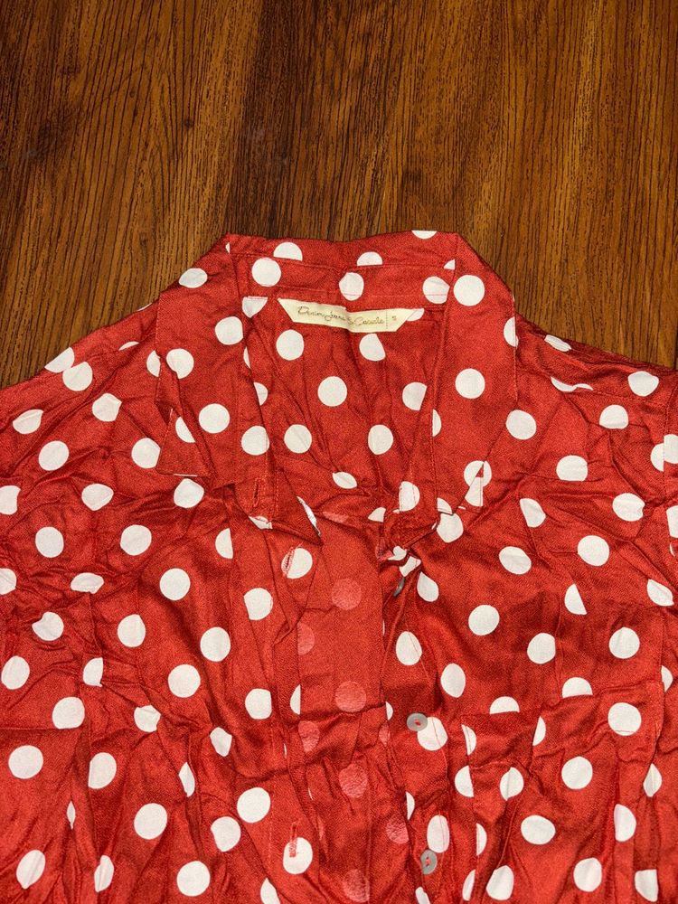 Orange polka dot top
