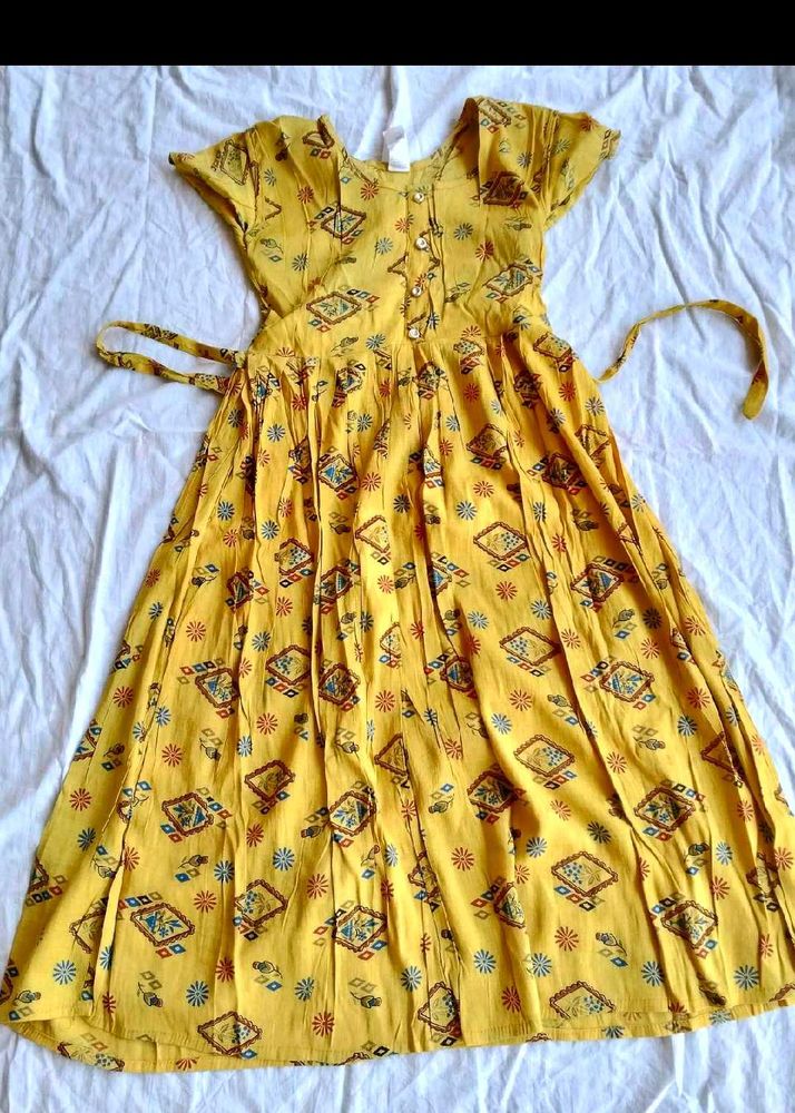 Vintage Yellow Print Dress