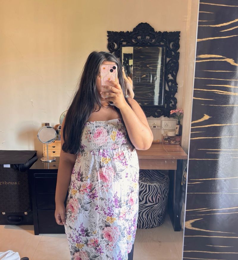 White Floral Tube Dress