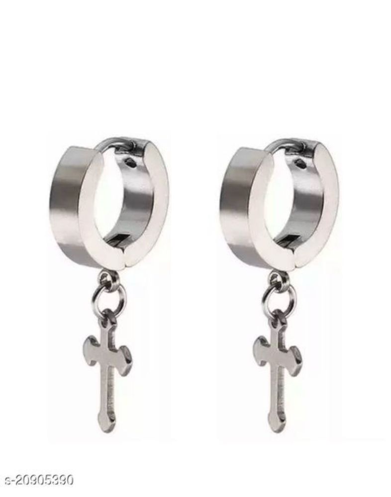 Cross Dangle Hoop Earrings