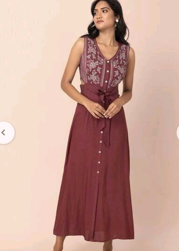 Indya A Line V Neck Kurta Cum Dress