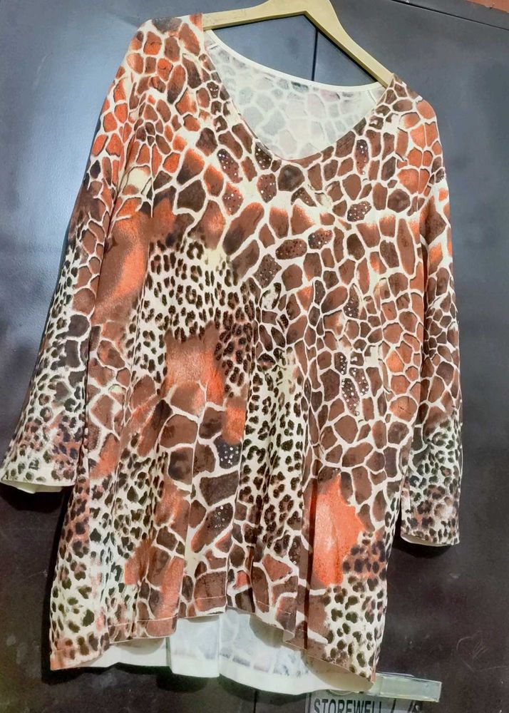 Brown 🟤 Printed Winter Top for 46 Bust