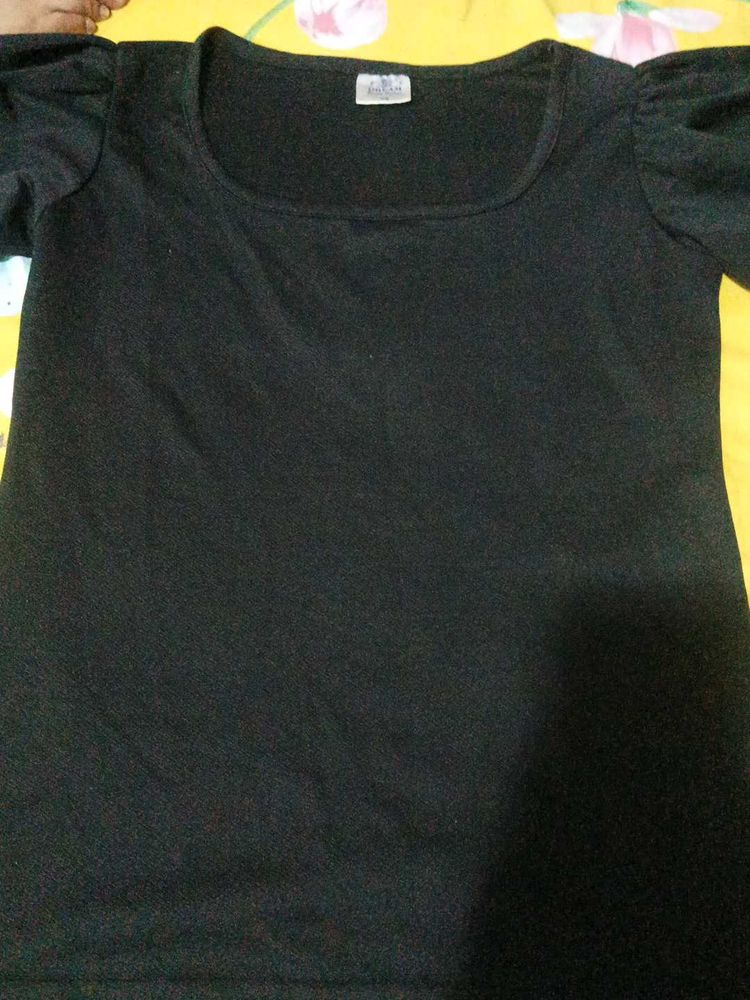 Black Puff Sleeve Top