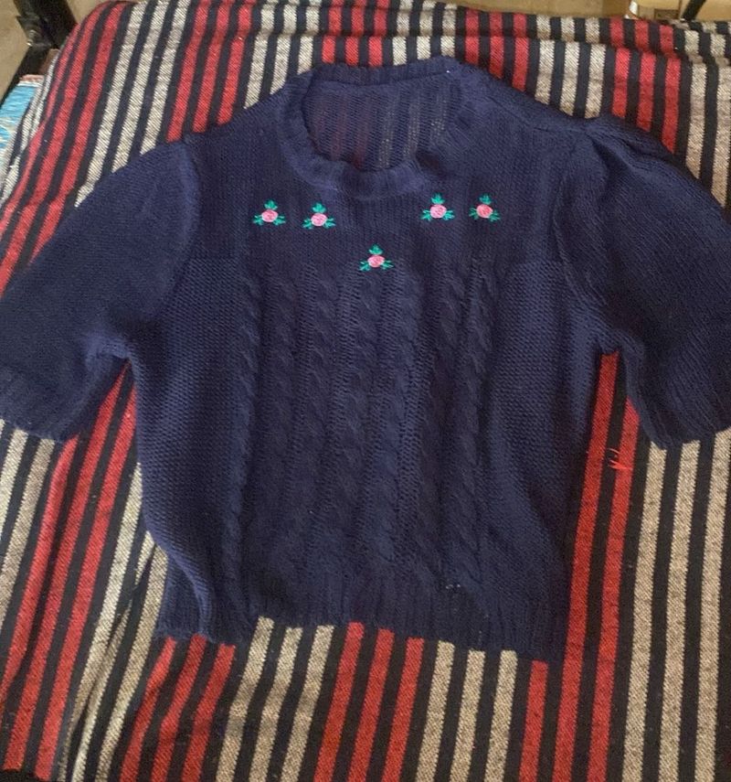 Vintage Navy Knit Top