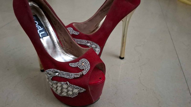 Red Embellished HIgh  Heels
