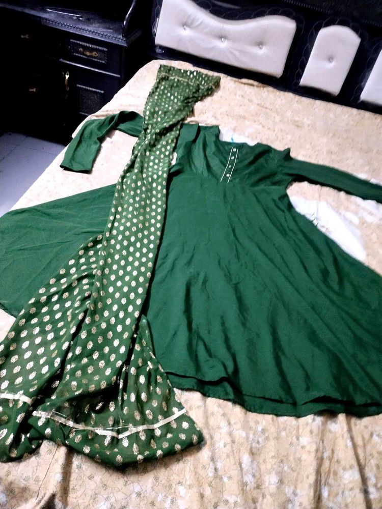 Green Kurta frock anarkali