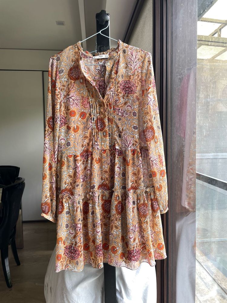 Floral Print Tiered Mini Dress