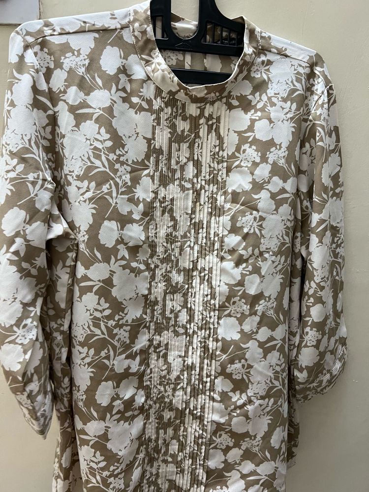 Floral Print Beige Colour Shirt