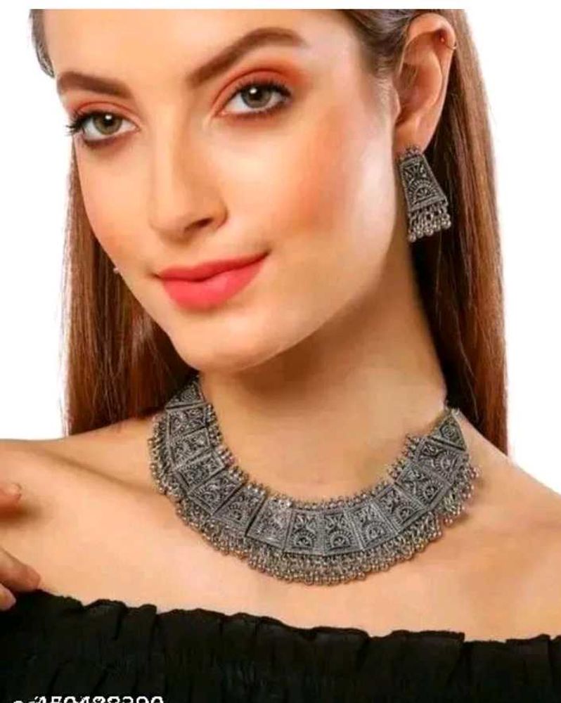 Oxidized Silver Necklace Set