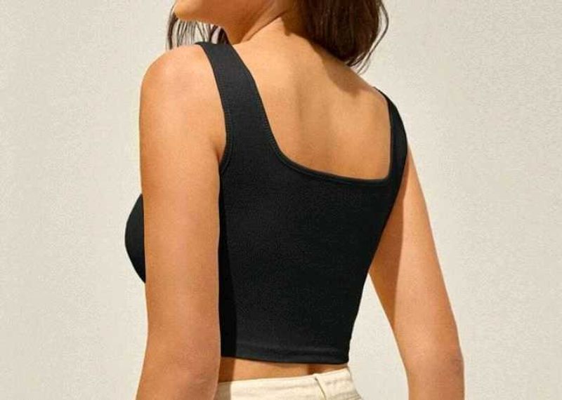 Black Square Neck Tank Top