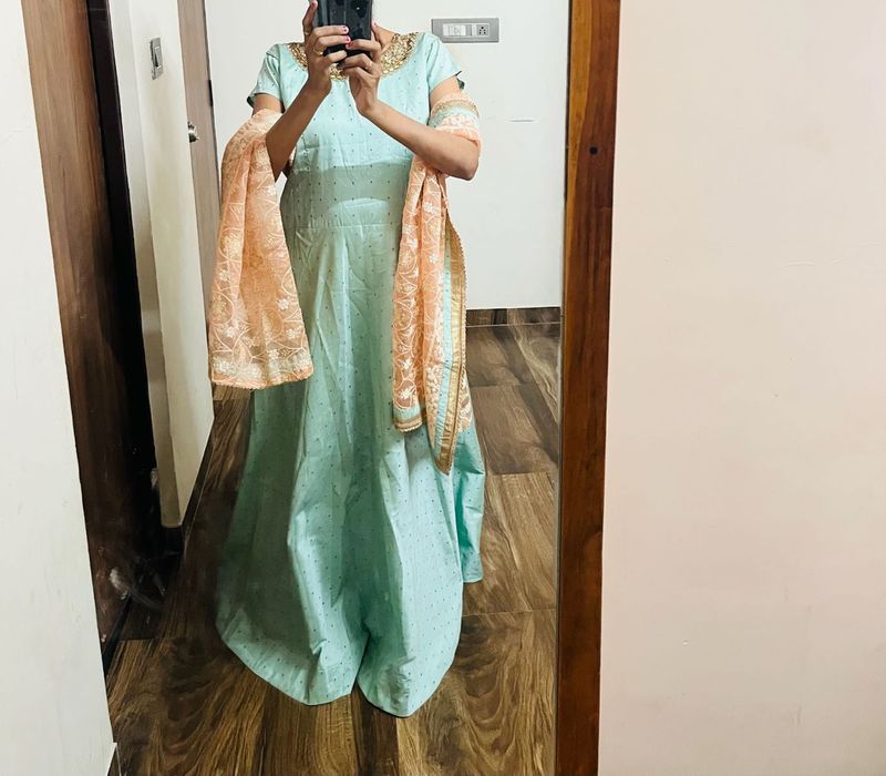 Beautiful Gown With Heavy Net Dupatta