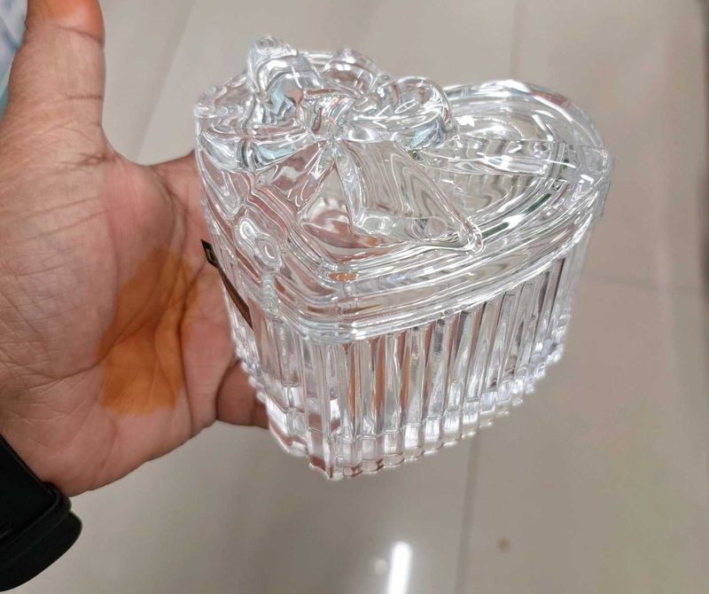 2pc Glass Jar Heart Shape Mini