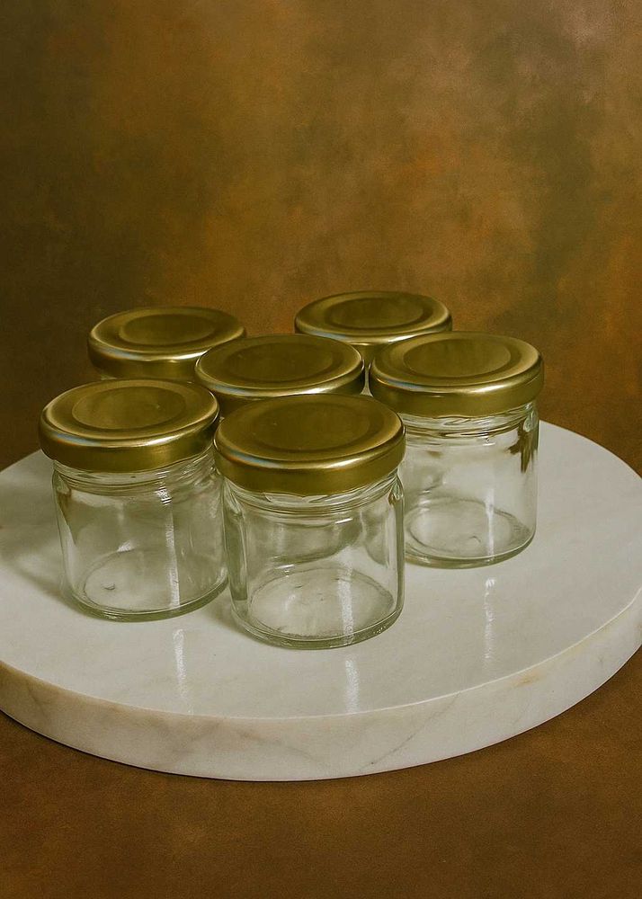 Small Glass Jars with Gold Lids (Set of 6)
