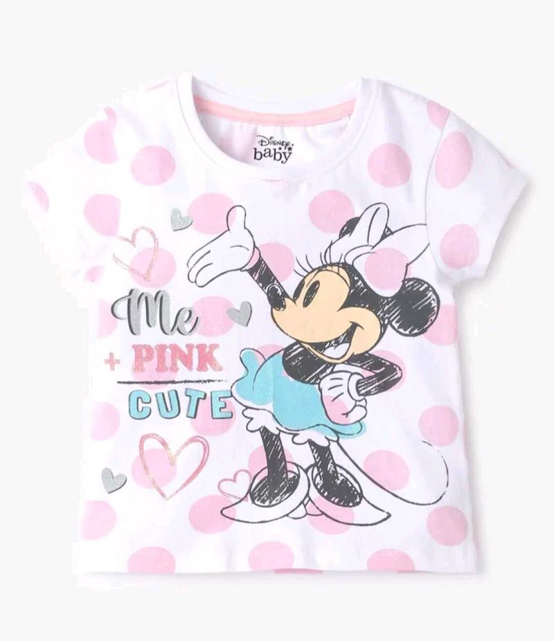 Minnie Mouse Print Crew-Neck T-Shirt