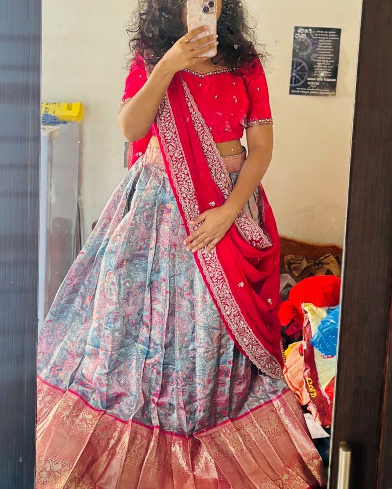Red &amp; Grey Lehenga