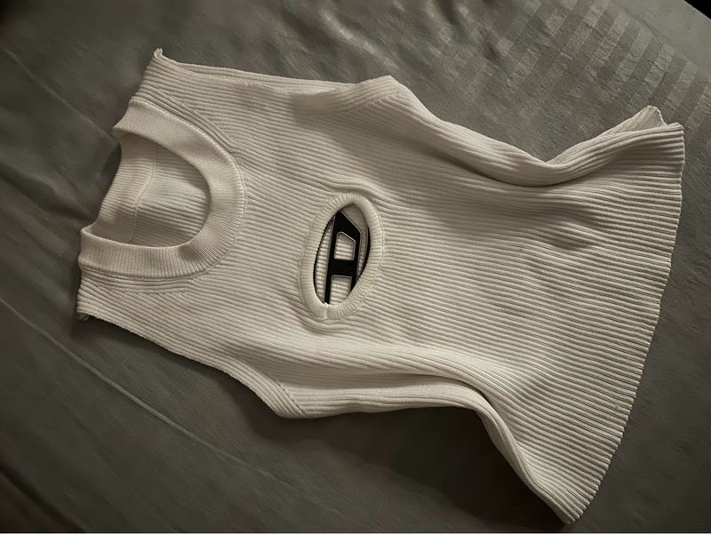 Y2K White Diesel inspired crop top