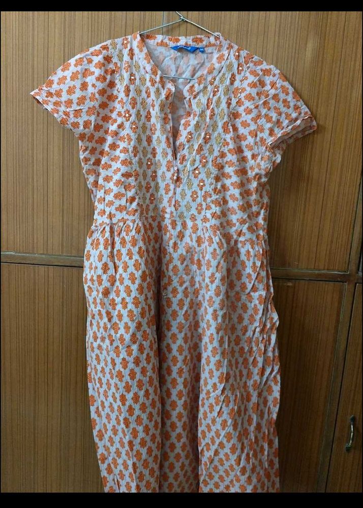 Orange Flared Kurta