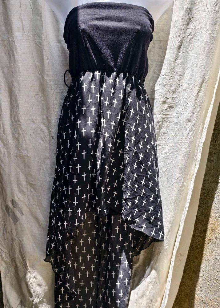 I. Cross Print Tube Dress