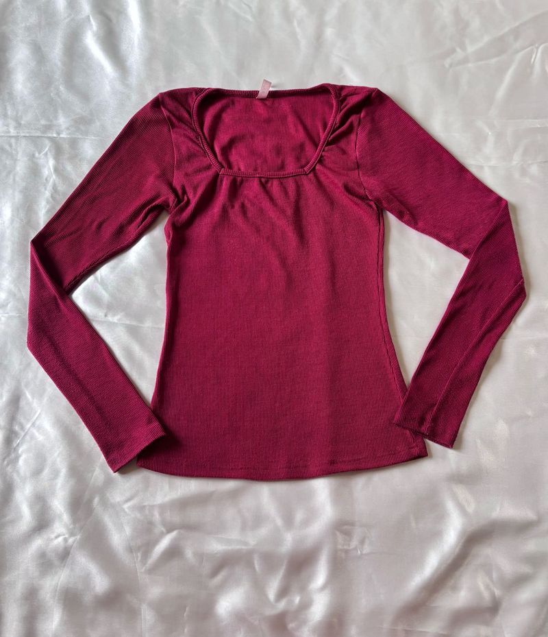 Maroon Full Sleeves Top