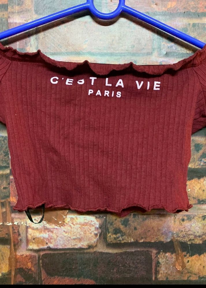 It&#39;s a Beautiful Red Crop Top Off shoulder